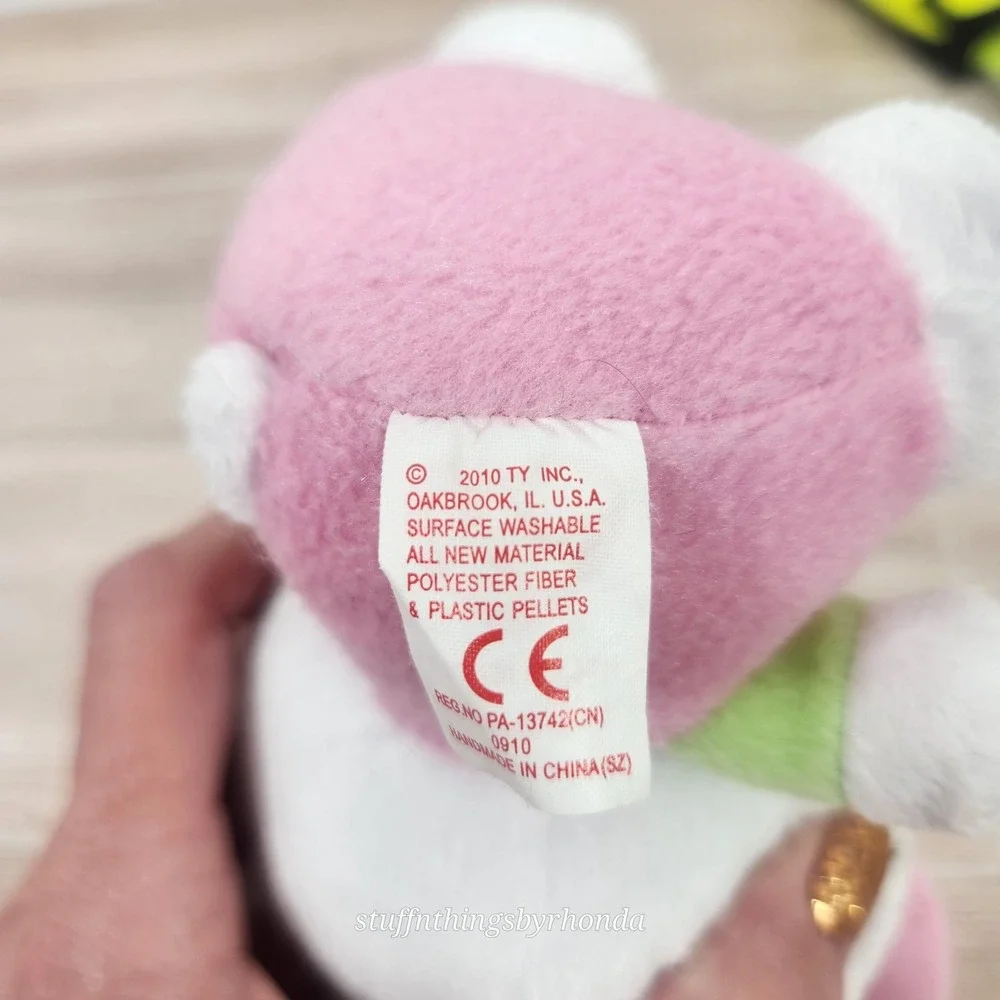 Ty Hello Kitty by Sanrio Plush Beanie Baby Pink Jumper Easter Green Bunny Ear 8